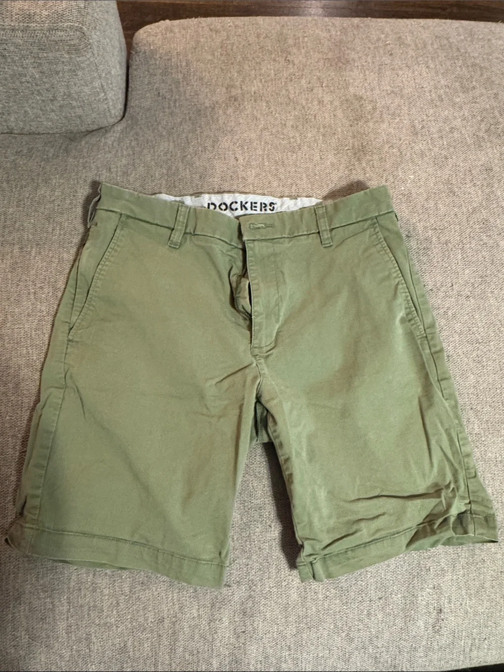 Dockers Olive Green Flat Front Chino Shorts